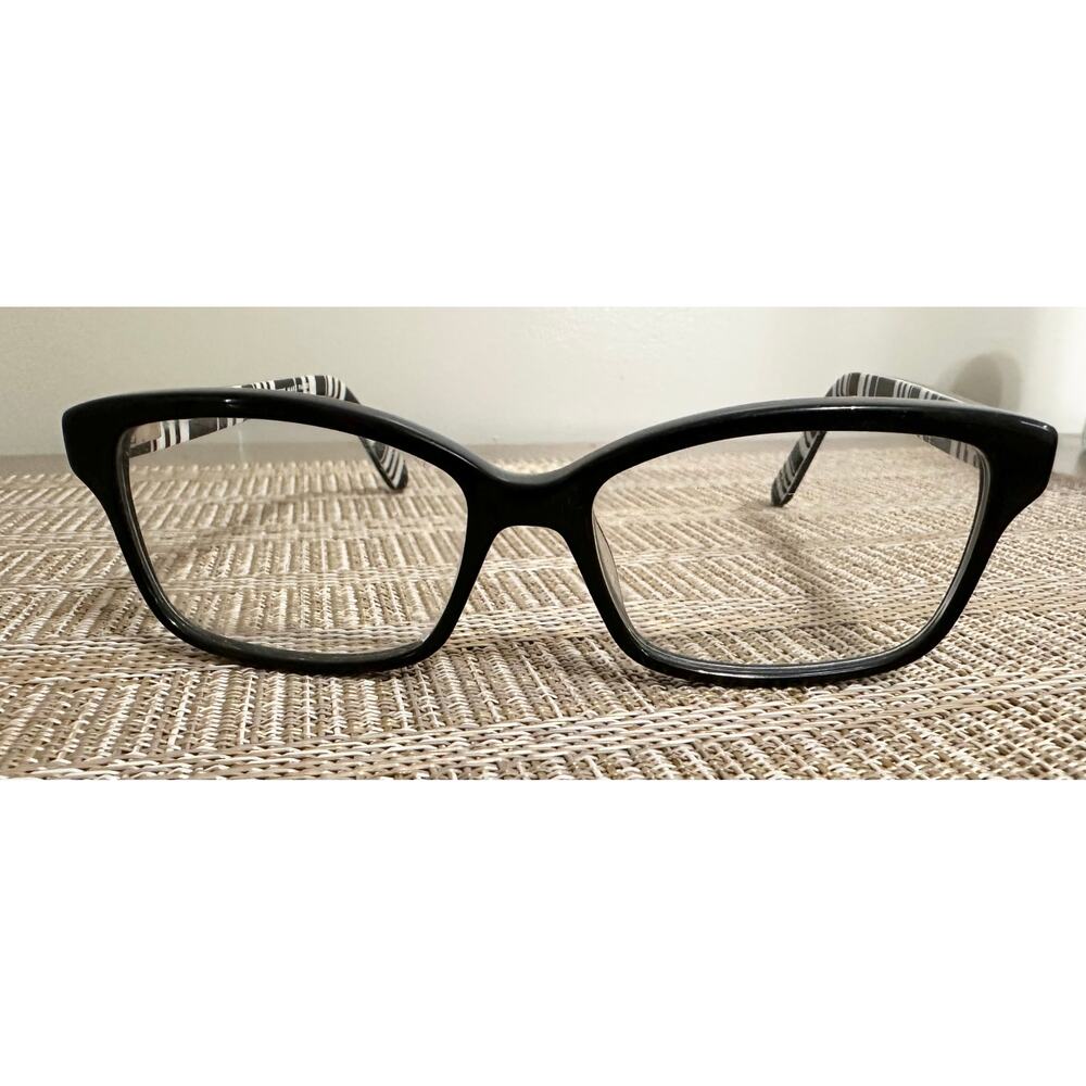 Kate Spade NY Black Cat Eye Eyeglasses Striped Interior Sharla 0QG9 53 14 135